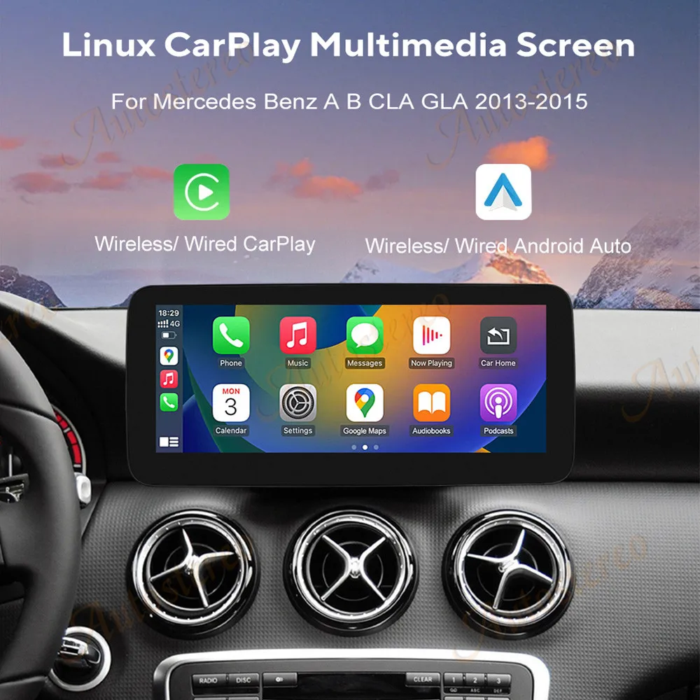 10.2 Inch Linux Multimedia Player For Mercedes Benz A B CLA GLA 2013-2019 Car GPS Navigation Radio Android Auto CarPlay Headunit