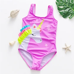 Unicorn Girls Swimsuit One-Piece Summer Backless Bathing Suits