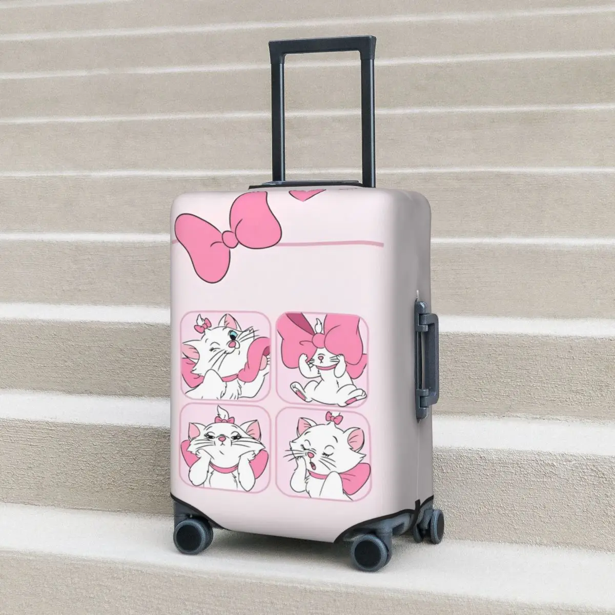 

Marie Cat Suitcase Cover Animal Print Cruise Trip Protector Flight Elastic Luggage Supplies