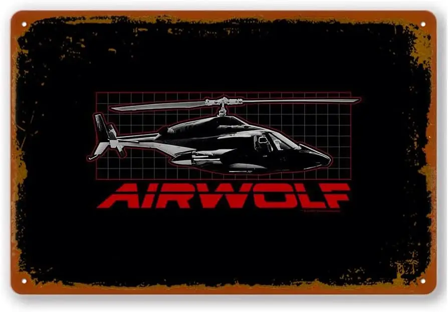 Airwolf Movie Poster Vintage Metal Tin Sign Home Cafe Bar Pub Wall Decor Gift 8x12 Inch