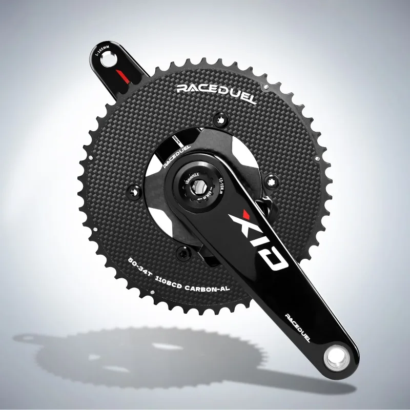 RACEDUEL 110BCD Carbon Crankset 11/12 Speed Double Chainring for Shimano R7000 R8000 R9100 R9200 50-34T/52-36T/53-39T/54-40T
