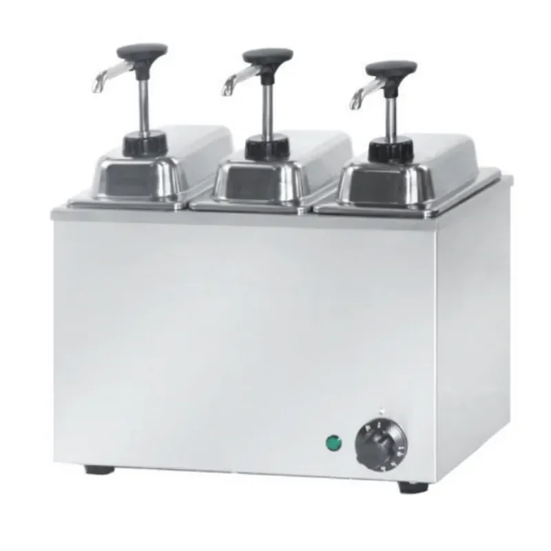 

3 Pot Sauce Dispenser With Pump Electric Chocolate Dispensers Cheese Nacho Warmer Commercial Sauce Warmer