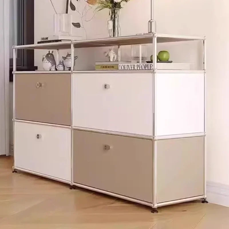 bucket Nordic TV living room furniture Stainless steel module combination,storage cabinet dining cabinet open door side cabinet