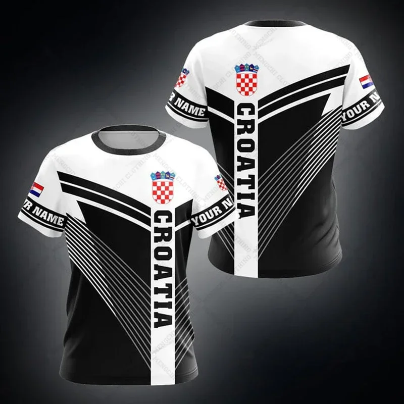 

Croatia logo skull pattern custom T-shirt summer casual fashion men's and women's T-shirt super street top round neck short slee