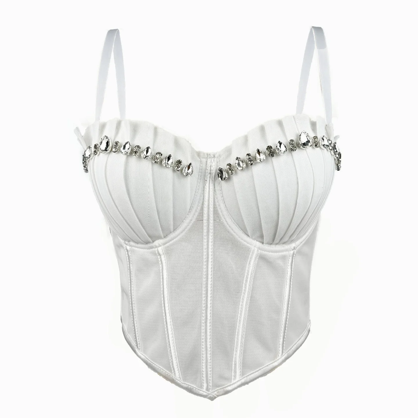 French pleated diamond high-end camisole, prom party corset, elegant and fashionable women's corset