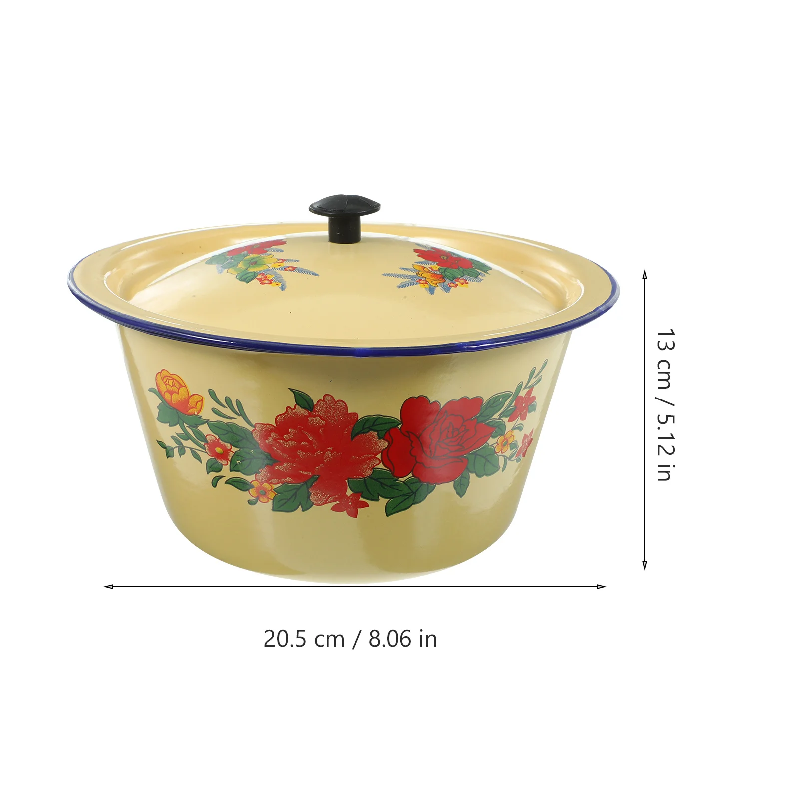 

Vintage Enamel Hand-Washing Basin Retro Style Covered Mixing Bowl for Household Restaurant Use Smooth Easy Clean Enamel Pot