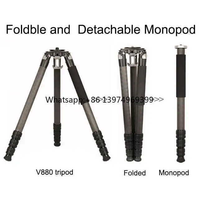 OBO  Extendable Tripod Stand Lightweight Carbon Fiber DSLR Video Camera Tripod Waterproof Shockproof Twist Lock Bubble