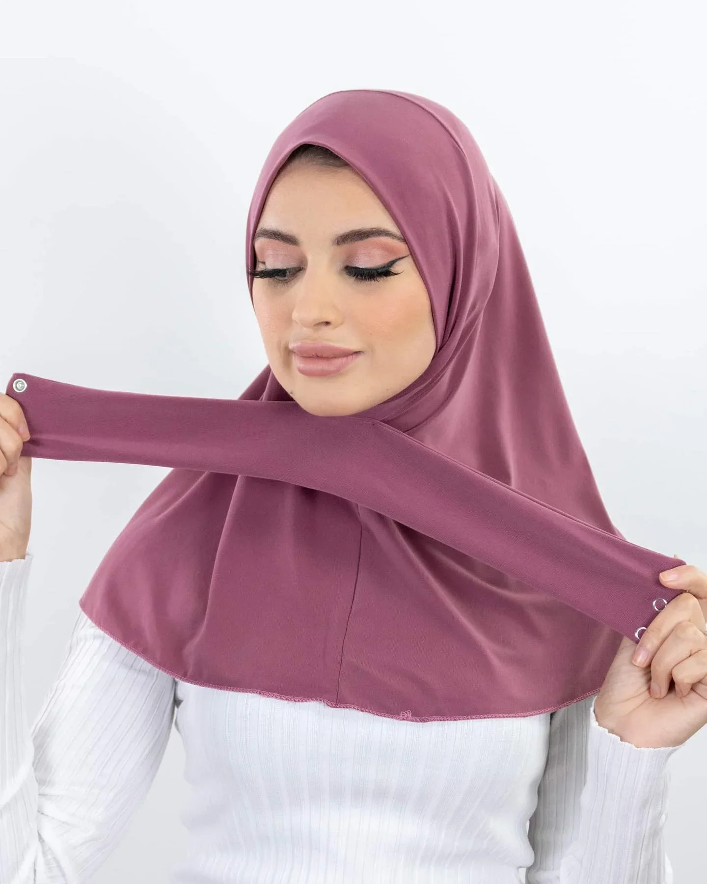 

Ready To Wear Full Cover Inner Instant Hijab Premium Quality Jersey Scarf With Tie Back Buttons Muslim Women Turban Caps