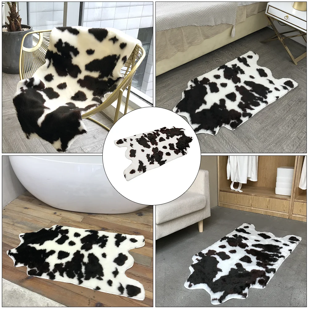 

1Pcs Cow Pattern Anti-Skid Absorbent Bathroom Floor Mat Black White Cushioned Non-Slip Doormat for Living Room Bedroom Kitchen