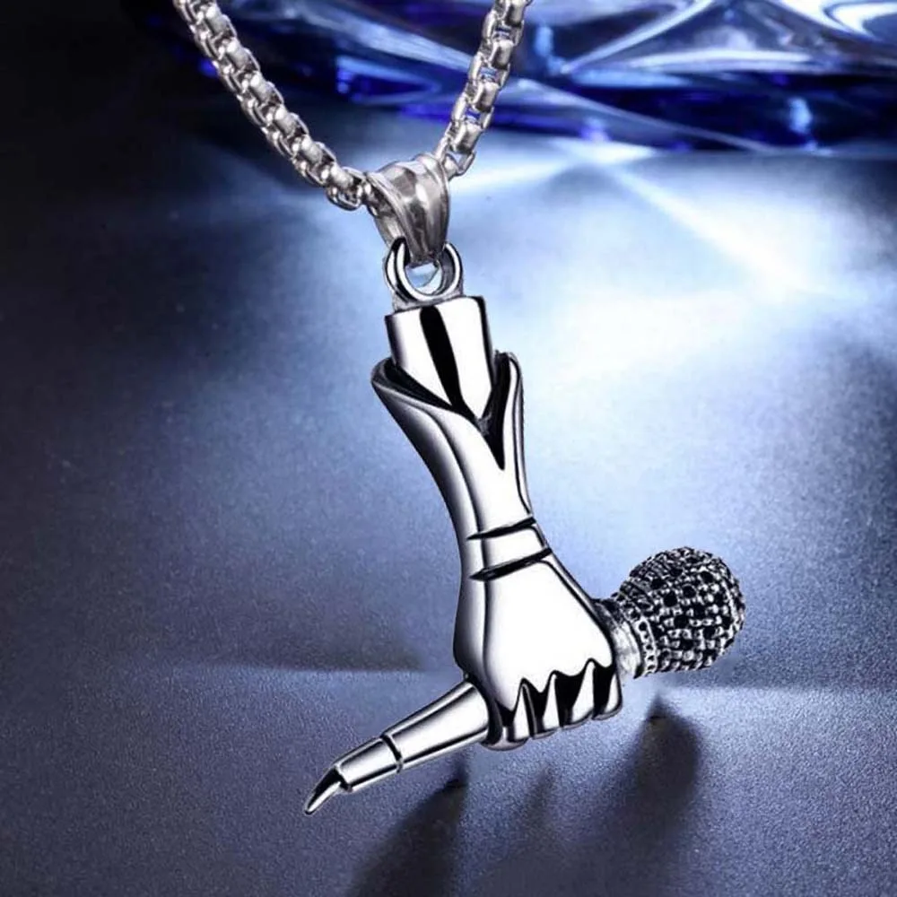 Hand Held Microphone Shape Korean Idol Necklaces Stainless Steel Steel Casting Charm Men Clavicle Chains Streetwear