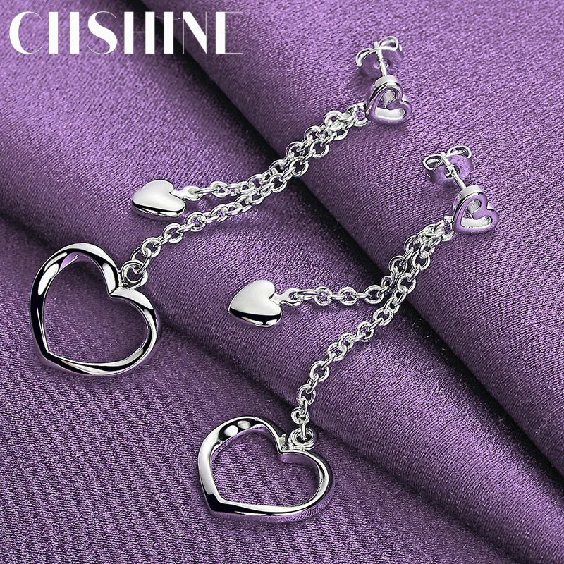 CHSHINE 925 Sterling Silver Heart Frame Earrings For Women Fashion Charm Jewelry