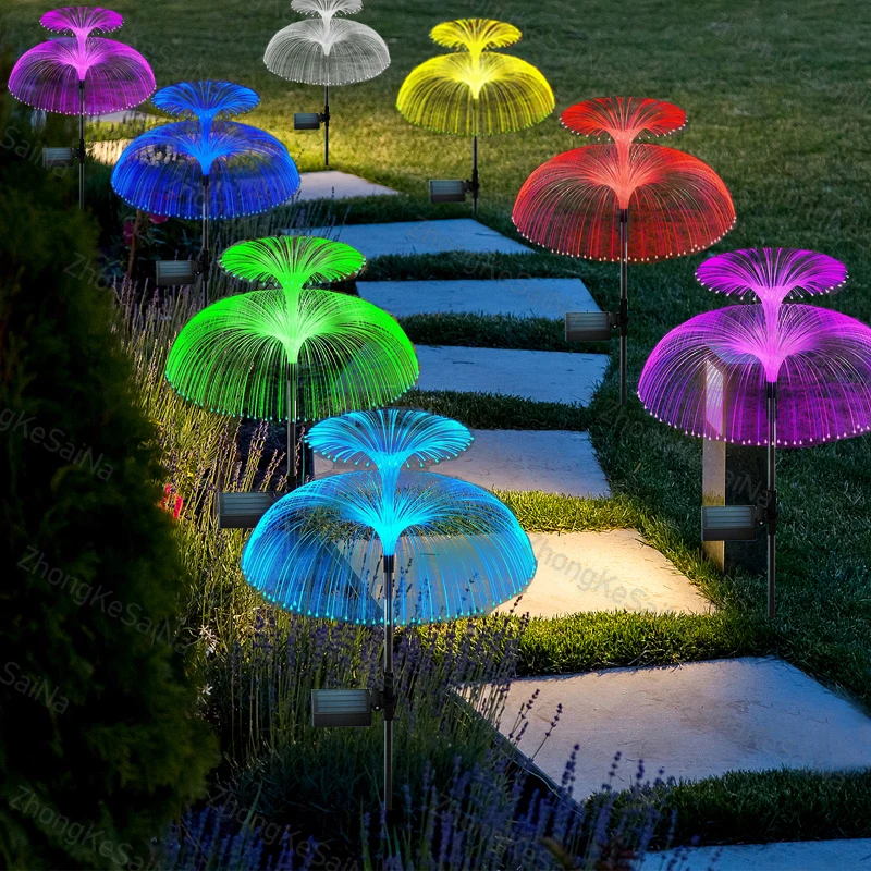 1PC Solar Garden Light Outdoor Waterproof Jellyfish Lawn Light RGB Changing Color Landscape Light for Yard/Pathway/Holiday Decor