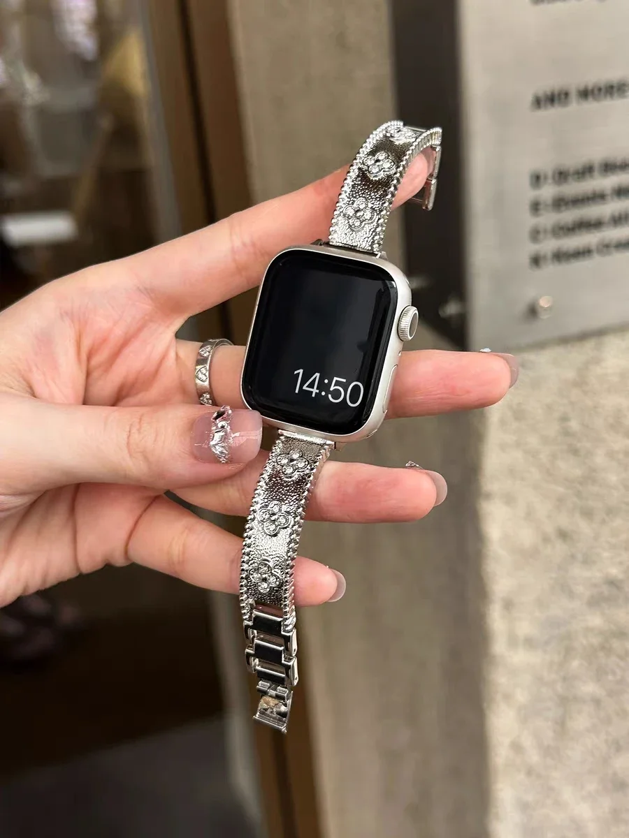 رائع بلينغ سوار معدني ل سوار ساعة يد آبل ربط النساء سلسلة 8/7/6/10/9 40 مللي متر 41 مللي متر 38 مللي متر 42 مللي متر 44 مللي متر 45 مللي متر 46 مللي متر حزام