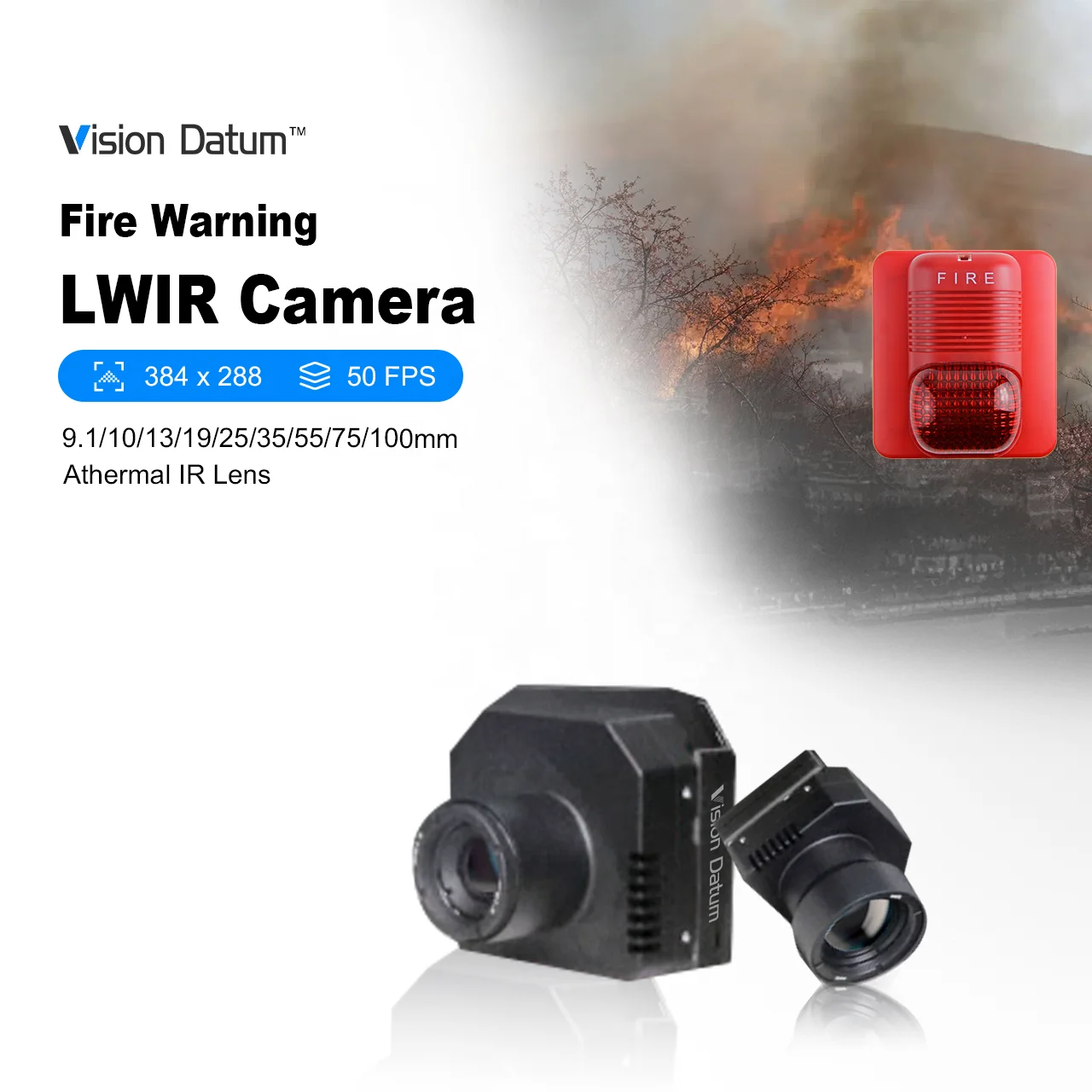 Fire Alarm 384x288 50Hz Zoom 25-75mm Uncooled LWIR GSTIR Infrared Core Thermal Camera