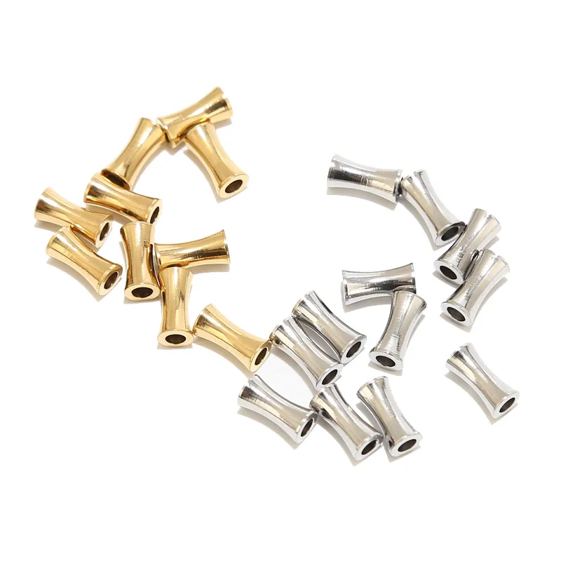 30pcs Gold Plated Stainless Steel 2mm Hole Tube Beads Column Spacer Beads Connectors Accessories For DIY Jewelry Making Findings