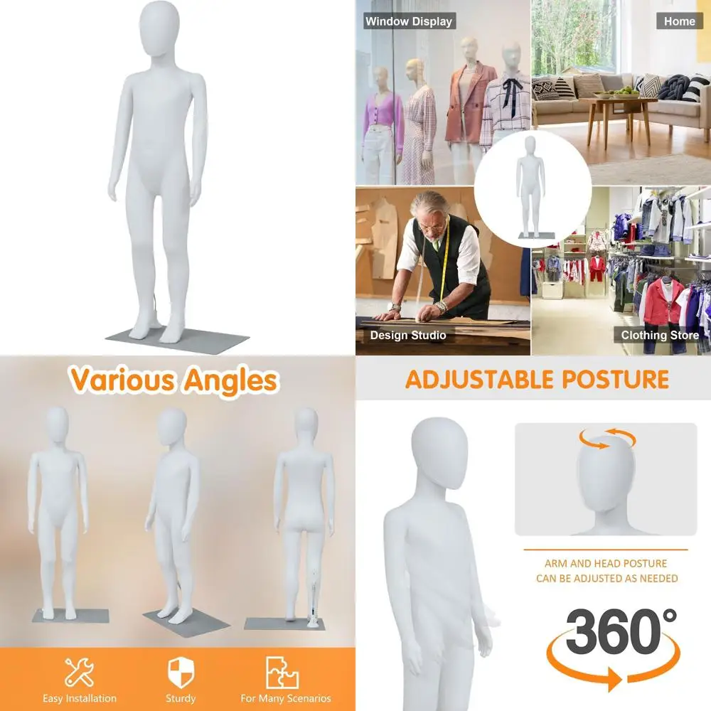 

Регулируемый детский манекен (43 см) для одежды унисекс, съемная подставка для платьев с металлическим основанием, идеально подходит для розничной торговли и костюмированных игр