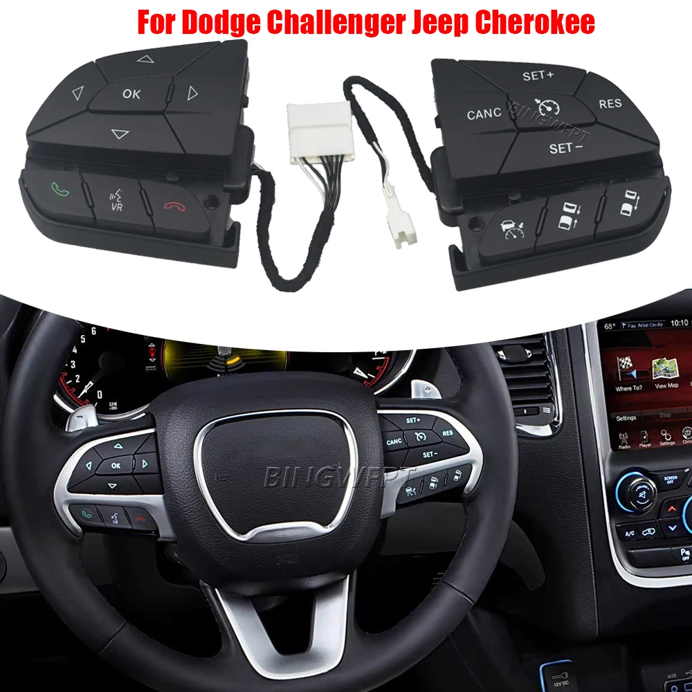 New Steering Wheel Cruise Control Switch Volume Radio Button 68146856AC 68321893AA 05081288AA For Jeep Cherokee Dodge 2014-2018