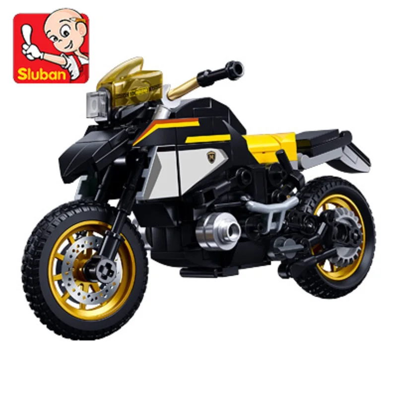 200pcs yellow motorcycle puzzle building blocks, building blocks, small particle building, building blocks DIY, suitable for giv