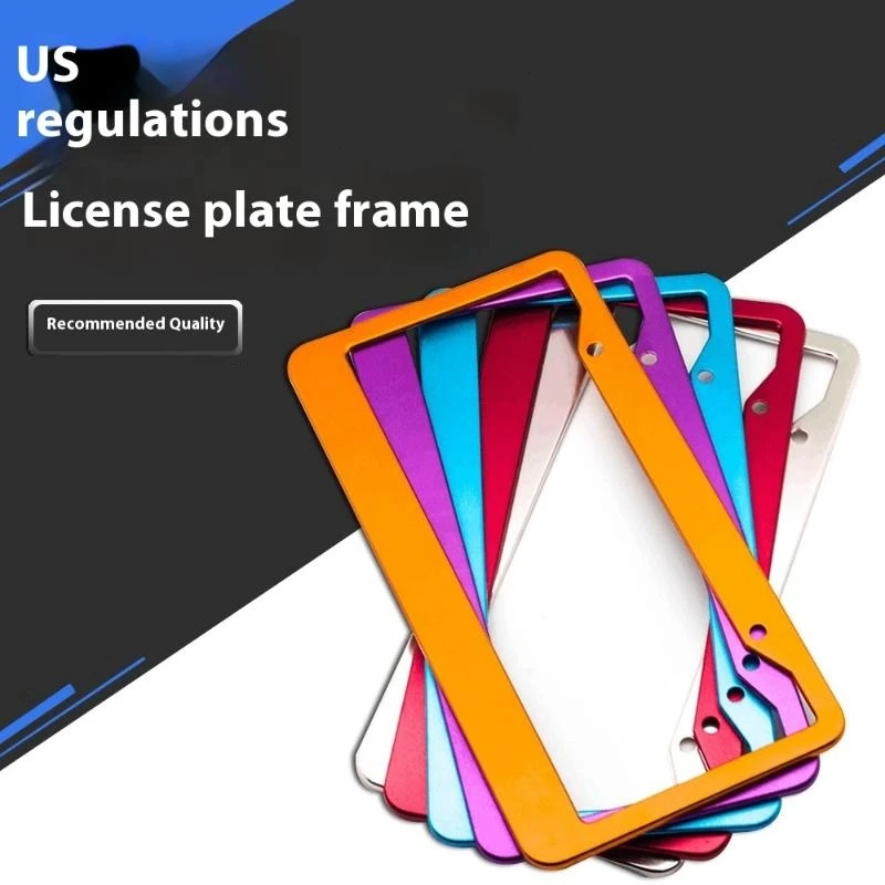 1 PCS Aluminum Alloy Multi Color American Style Car License Plate Frame With UV Coating For Vehicle Modification Accessory