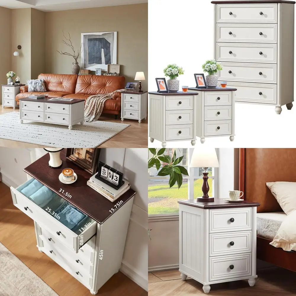 

Спальный гарнитур в фермерском доме из 3 предметов: 45 высоких деревянных комодов, 18 сундука и пара тумбочек в римском стиле.