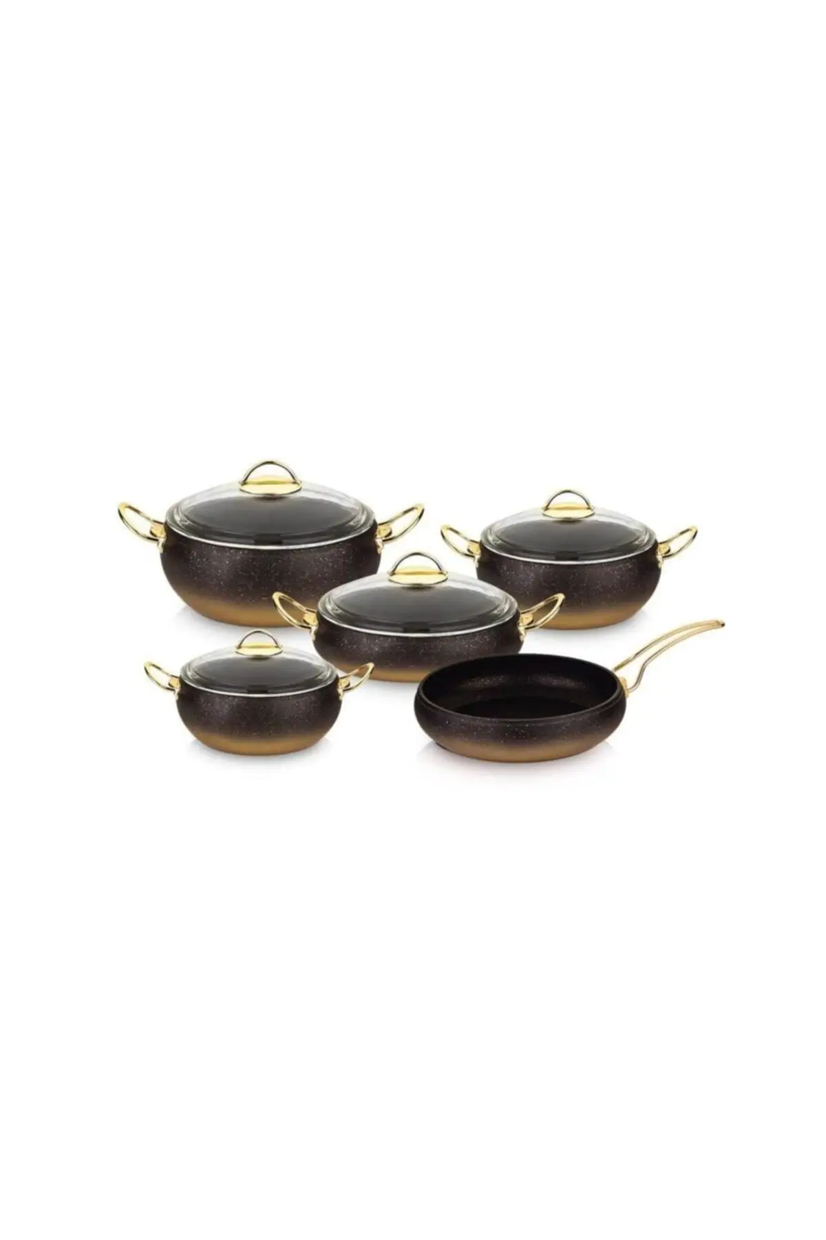 

DOLBOVI 9 piece sphere Cookware Set Gold glass lid Cookware Set