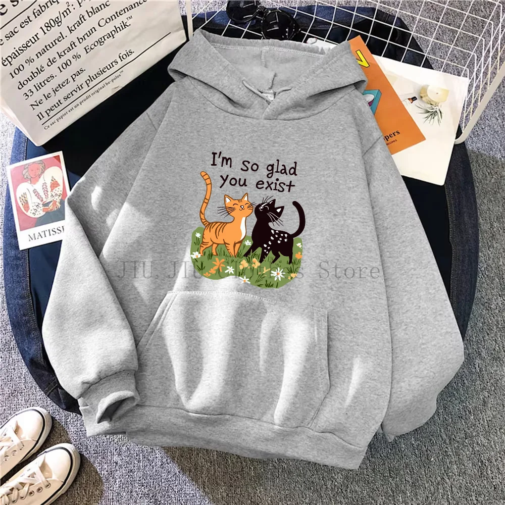 

I'm So Glad You Exist Men New Hoodies Fashion Letter Print Graphic Sweatshirts Loose Casual Harajuku Couple Pullover Sportwear