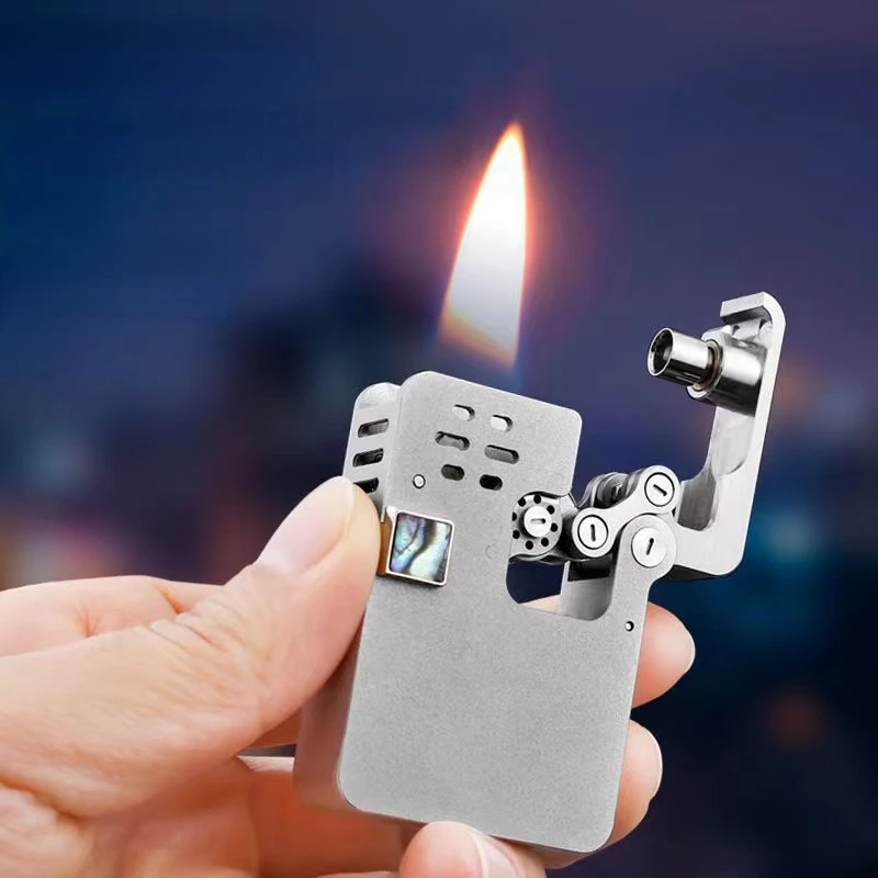 New Metal Kerosene Lighter Zhanyue Mechanical Ejection Personalized Old-fashioned Grinding Wheel Windproof Lighter