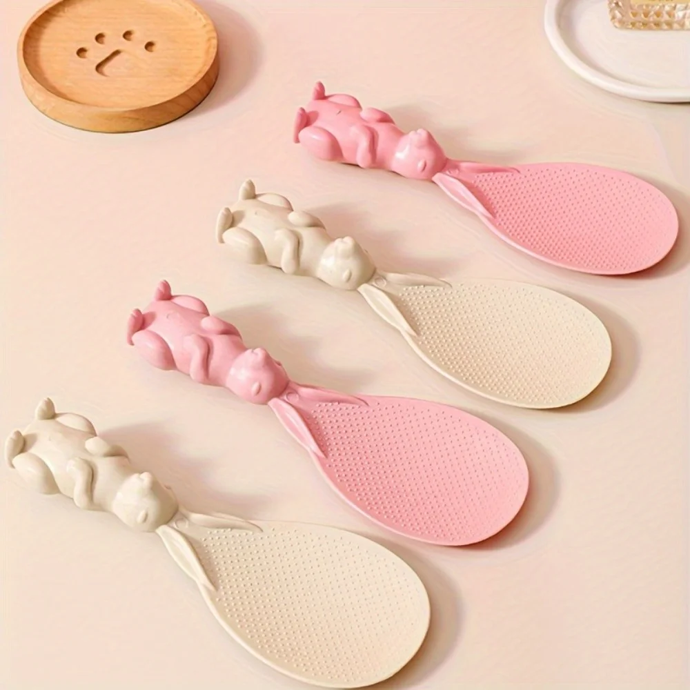 2pcs Rabbit Rice Spoon, Cute Cartoon Standable Non-stick Rice Serving Spoon, Household Rice Shovel, Kitchen Accessories