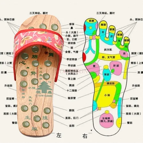 편안하고 상쾌한 플랫 힐 나무 슬리퍼, 밑창 경혈 마사지, 여름 미끄럼 방지, 집에서 