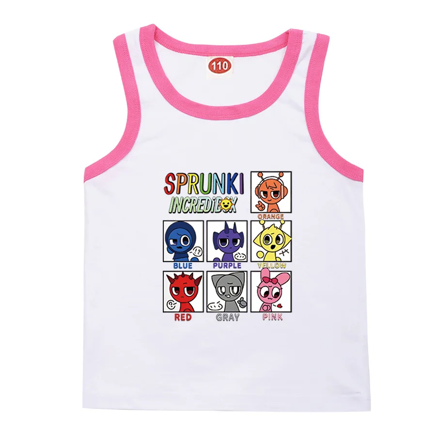 

Cute Sprunki Cartoon Summer Children's Cotton Vest Game Incredibox Fashion Trend Comfortable Versatile Casual Cute T-shirt 2-16Y