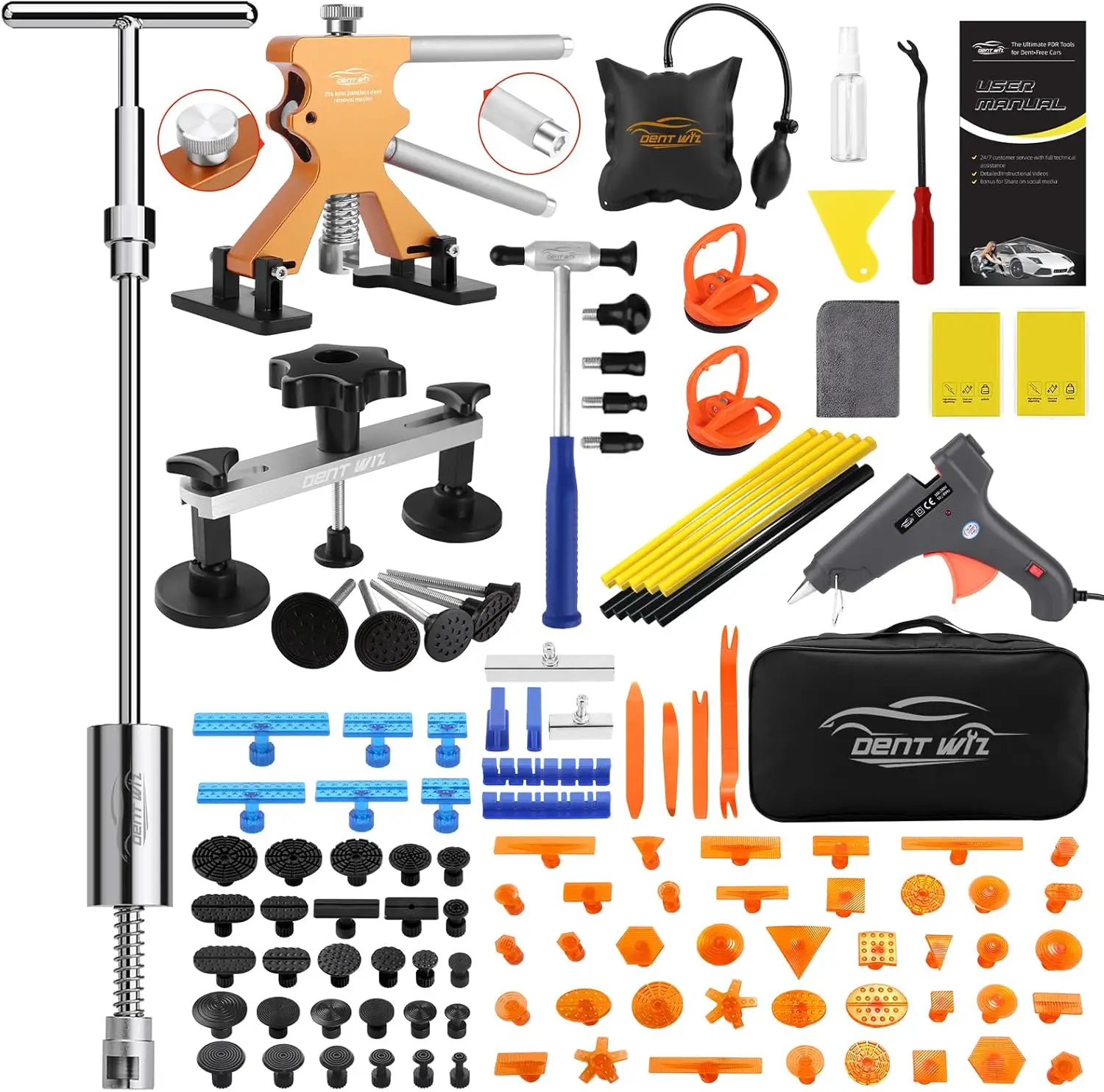 

Car Dent Repair Kit with Hot Glue Gun, PDR Tools for Hail Damage & Door Dings Removal