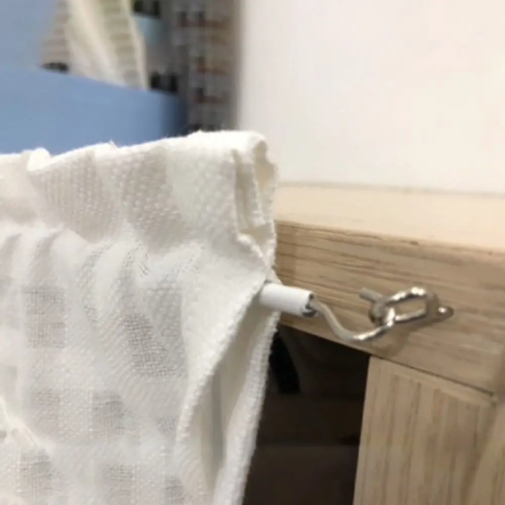 1Set Durable 2/3/4/5 Meters Curtain Spring Rope White with HOOKS EYES Window Cord Cable Net PVC Steel Wall Hanging Line