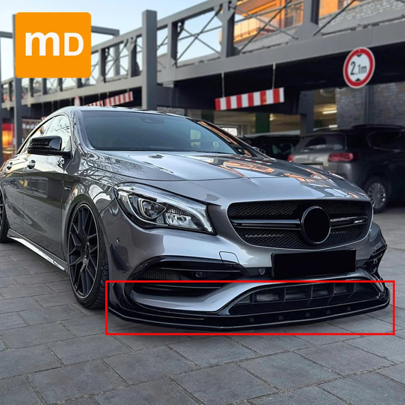 Gloss Black Front Bumper Lip Diffuser Spoiler Splitter Guards For Mercedes Benz CLA Class C117 2016-2019 CLA200 260 CLA45 AMG