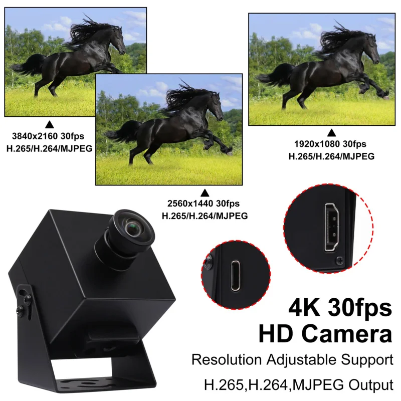 HDMI USB Camera 4K 30fps 3840*2160 H.264 CMOS IMX415 2X Digital Zoom HDMI USB Webcam for Monitor