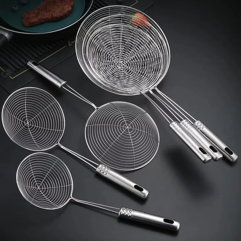 Stainless Steel Filter Mesh Oval Skimmer Oil Pot Food Filter Cookware Colander Fried Filter Kitchen Strainer Baking Cooking Tool view 5
