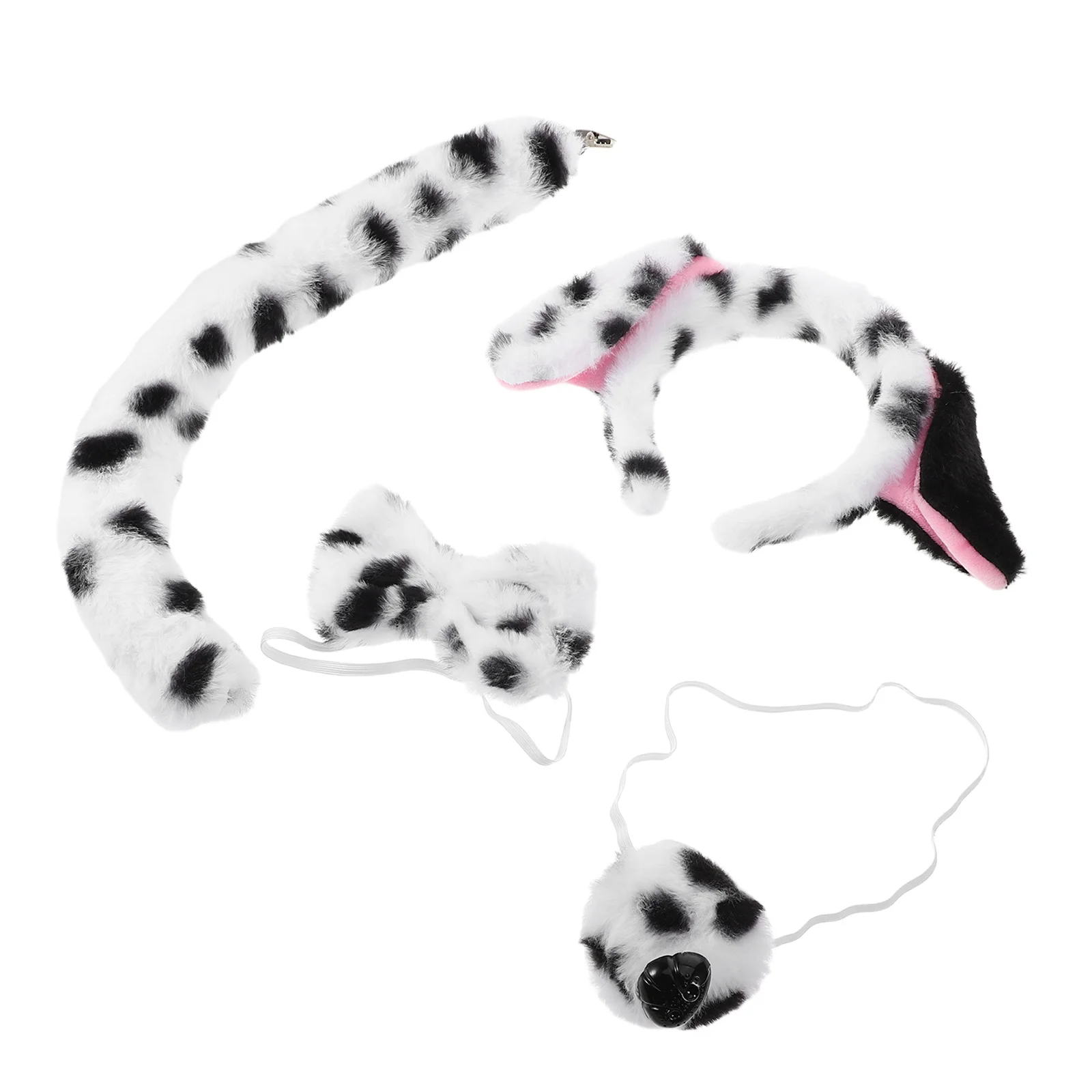 1 set 1 Set Dalmatiner Hund Ohren Stirnband Schwanz Fliege Nase Tier Kostüm Zubehör Für Kinder Halloween Party Cosplay tier Ohr