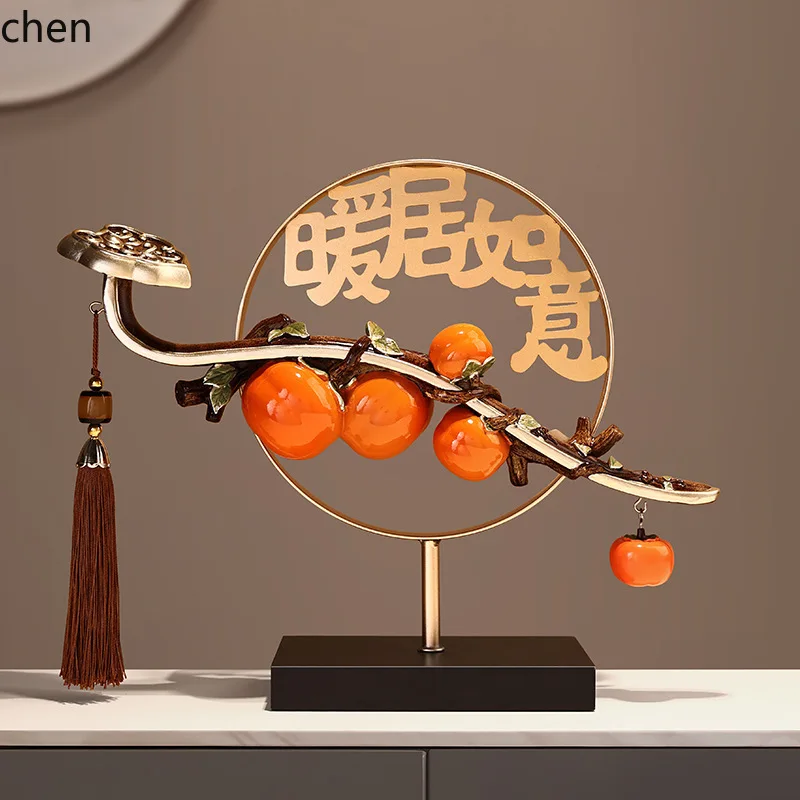 ZML New Chinese Style Warm Home Decor Persimmon Ornament for Living Room and Wine Cabinet Decoration
