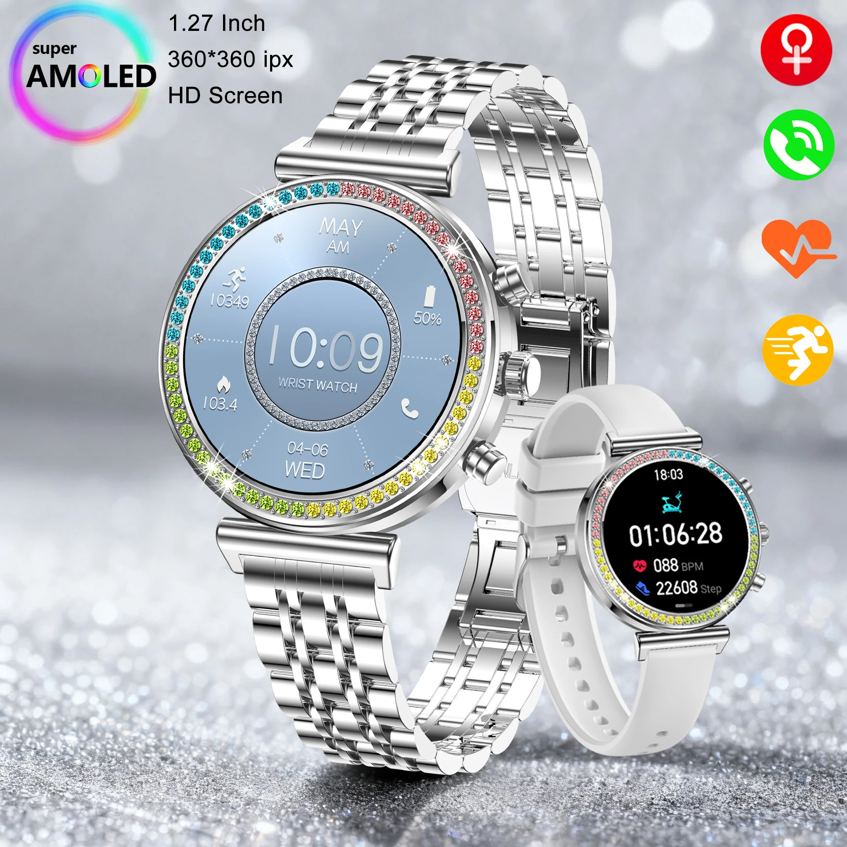 

2025 Новые умные часы для женского ухода, женские Bluetooth-вызовы, спортивный фитнес-трекер, умные часы с пульсометром для женщин, подарок Android IOS