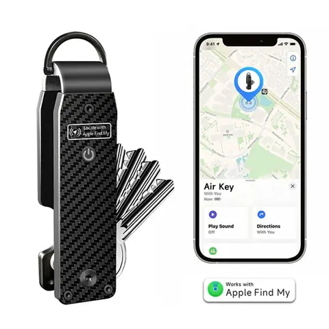 Puces AirTag intégrées, capacité de 2 à 6 clés, porte-clés de voiture avec suivi GPS, localisateur de clés, porte-clés pour hommes et femmes, (uniquement iOS)