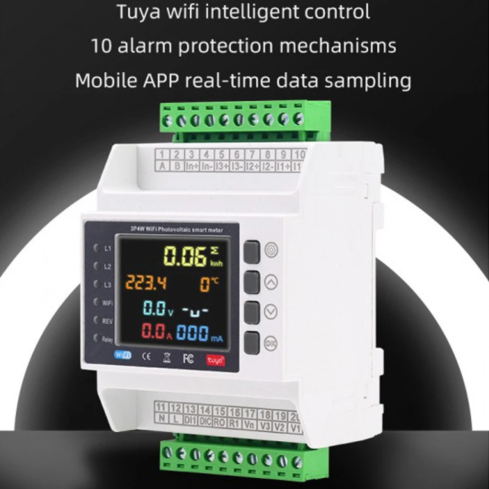 

3 Phase Energy Meter 100/200/1000A Tuya WiFi Smart Protector with Overvoltage/Undervoltage/Current Protector Bidirectional Meter