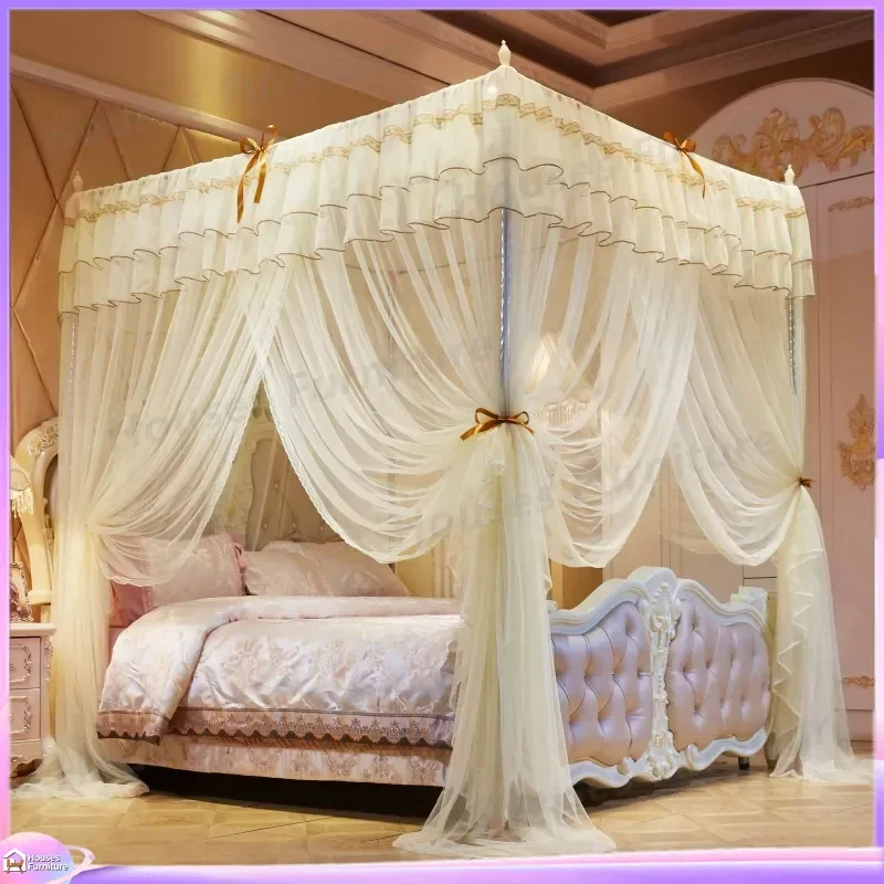 Encrypted net yarn bold bracket three-door fully enclosed princess floor-to-ceiling mosquito net 1.2 meters 1.5 meters 1.8m