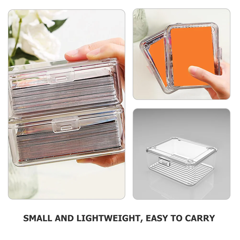 2 قطعة صندوق تخزين البطاقات الصغيرة منظم محمول شفاف لبطاقات تجارة البيسبول حافظة بطاقات حامل بطاقات العمل الخارجية