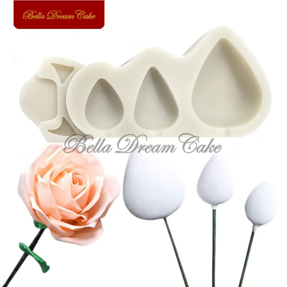 3D Rose Bud/Calyx Design Silicone Mold DIY Chocolate Fondant Mould Sugarcraft Flower Clay Model Cake Decorating Tools Bakeware
