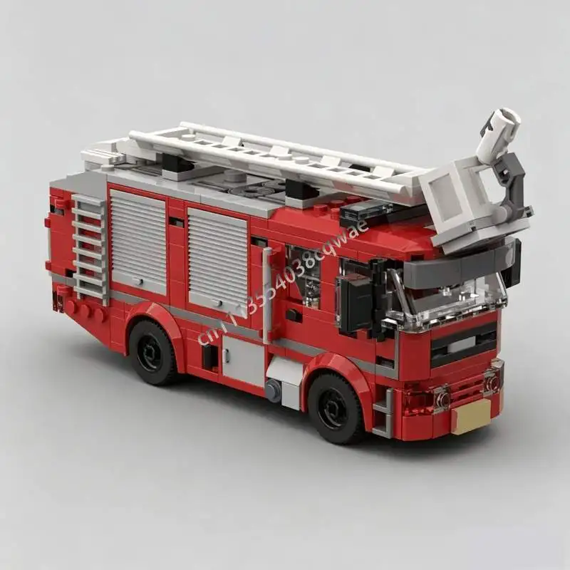 NEW 575 PCS Fire Engine MOC Emergency Truck Model Custom Puzzle DIY Assembly Building Blocks Toy Gift Collection Display Service