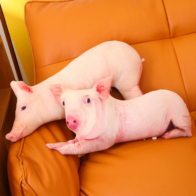 1Pc 3d Simulatie Varken Pluche Kussen Gevuld Real Life Piggy Pop Grappige Nek Kussen Zachte Rug Kussen Sofa Decor Geschenken