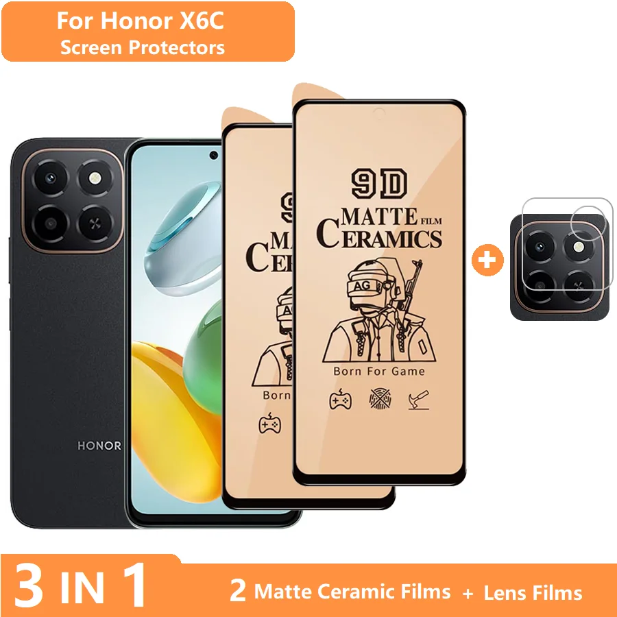 

For Honor X6c Screen Protector Honor X6C Ceramic Matte Tempered Glass Films +Lens Film Soft Film Anti Scratch Anti-fingerprint