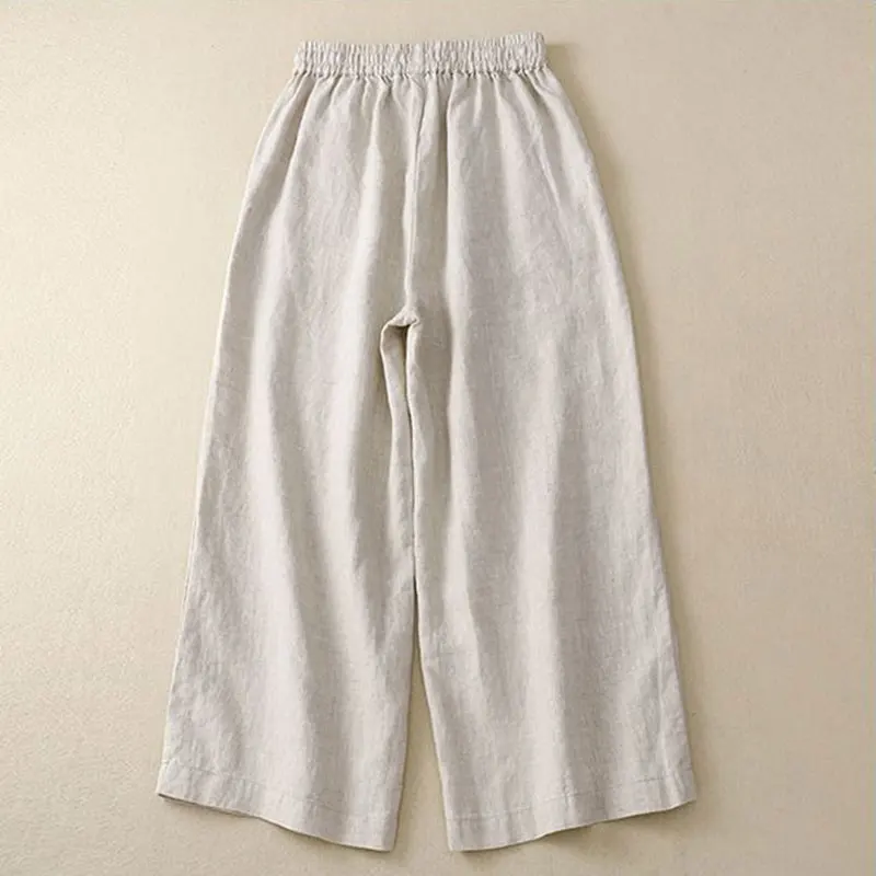 Green Casual Solid Lace Up Elastic High Waist Loose Wide Leg Women\'s Pants Ankle-Length Pants For Women Clothing 2024 Fashion