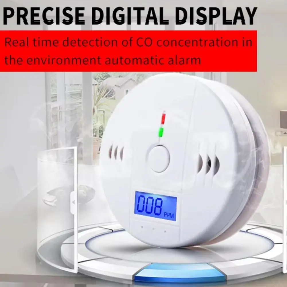 CO Alarm Sensor Carbon Monoxide Alarm Household Gas Exposure Warning With LCD Photoelectric Display Accessories