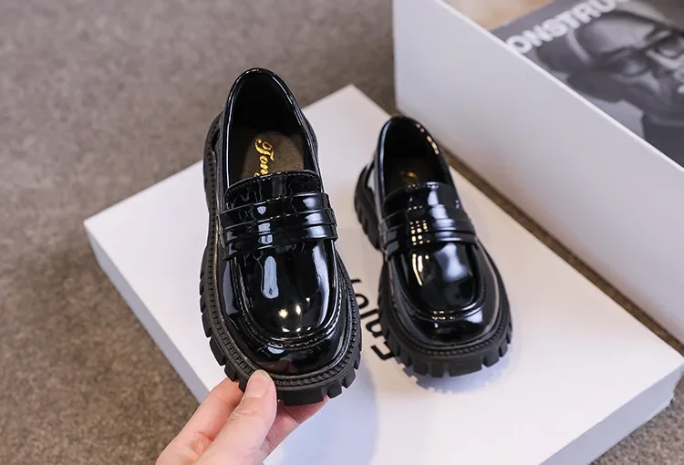 Frühling Herbst Jungen Mädchen Dickbesohlte Lackleder Oxford-Schuhe Kinder Weichbesohlte Rutschfeste Schul-Loafer Kinder Freizeit Schüler Schuhe – Detail 11