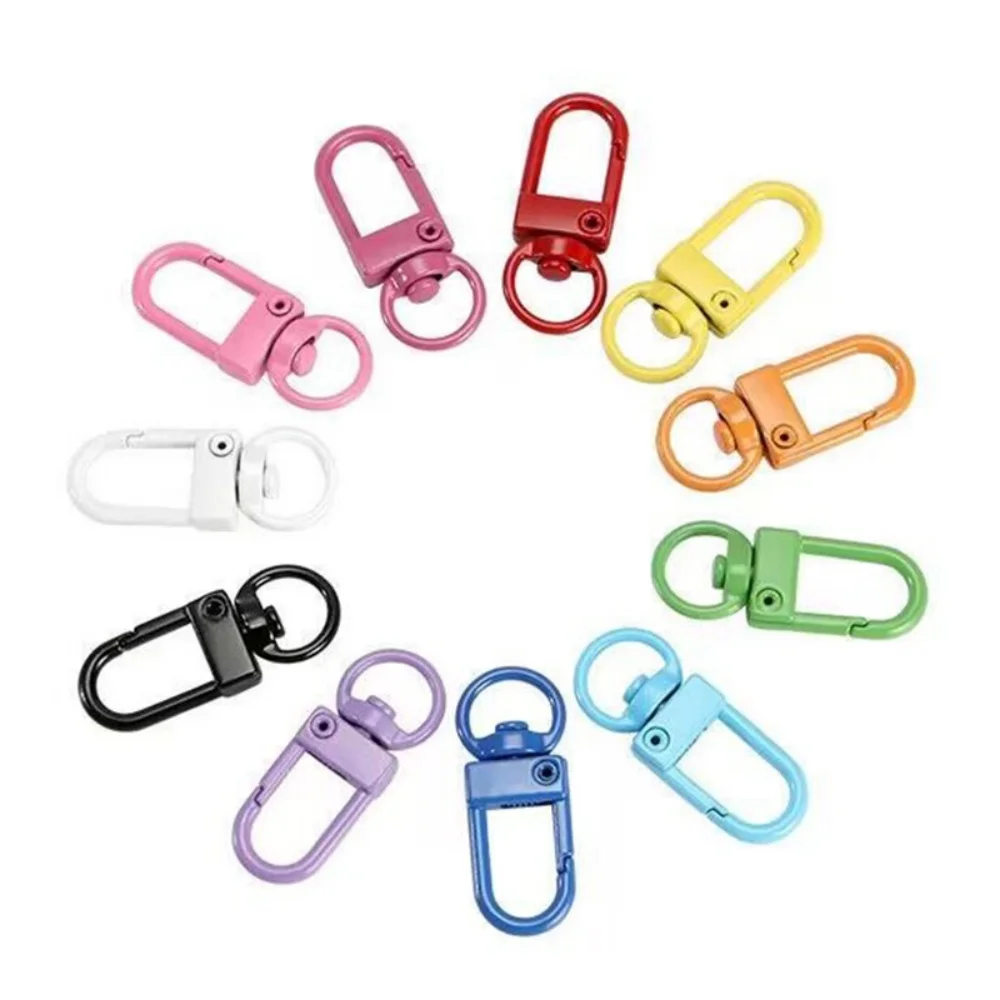 10pcs/pack Rotating Dog Buckle Gold Color Rhodium Metal Lobster Clasps Hooks For DIY Jewelry Making Key Ring Chain Accessories